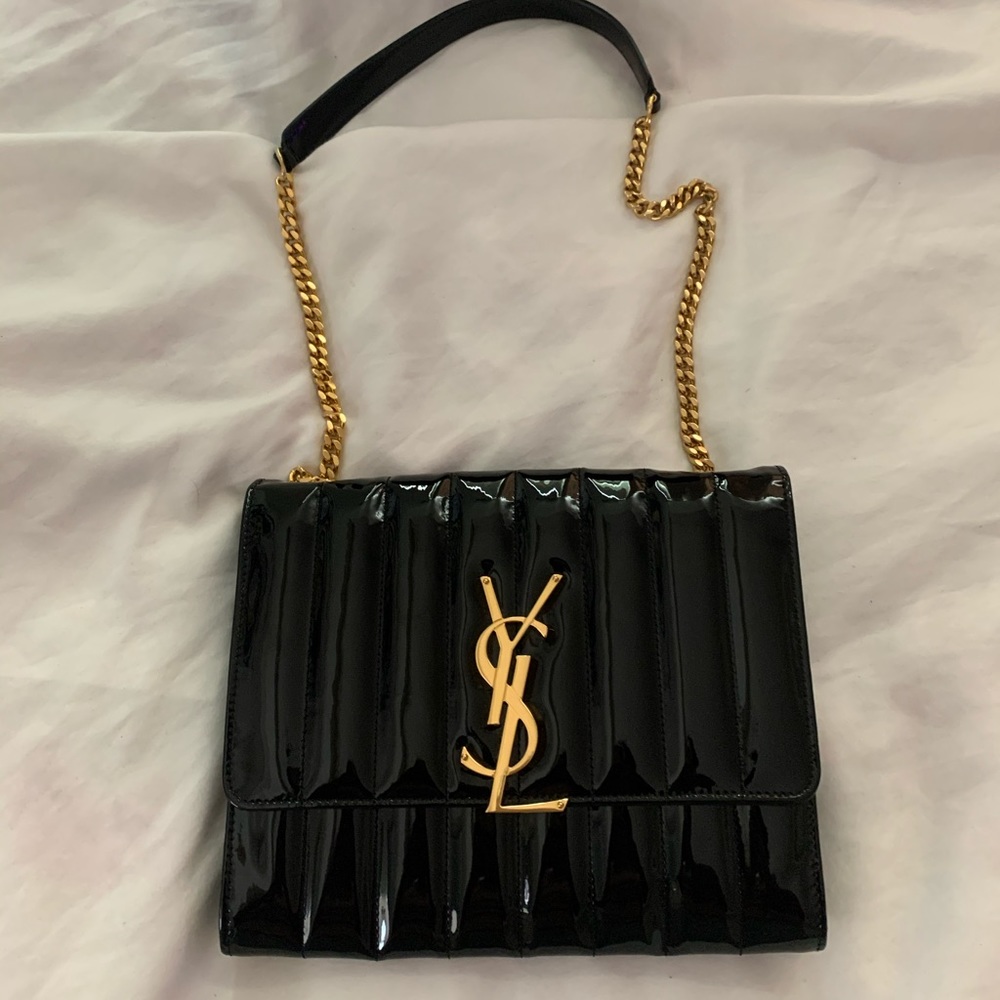 Saint Laurent Patent Leather Vicky Bag